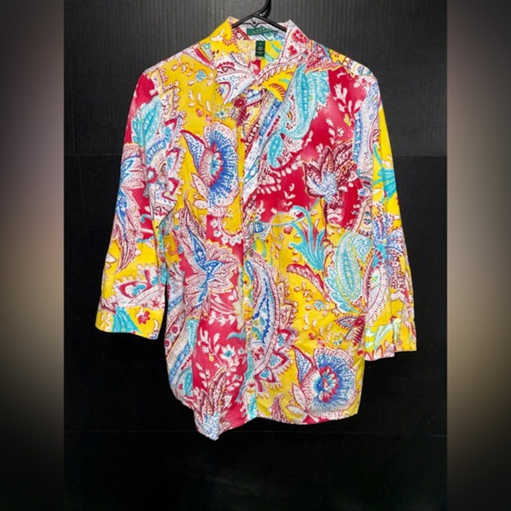 🎋LAUREN Ralph Lauren Bold Bright Button Down Shirt